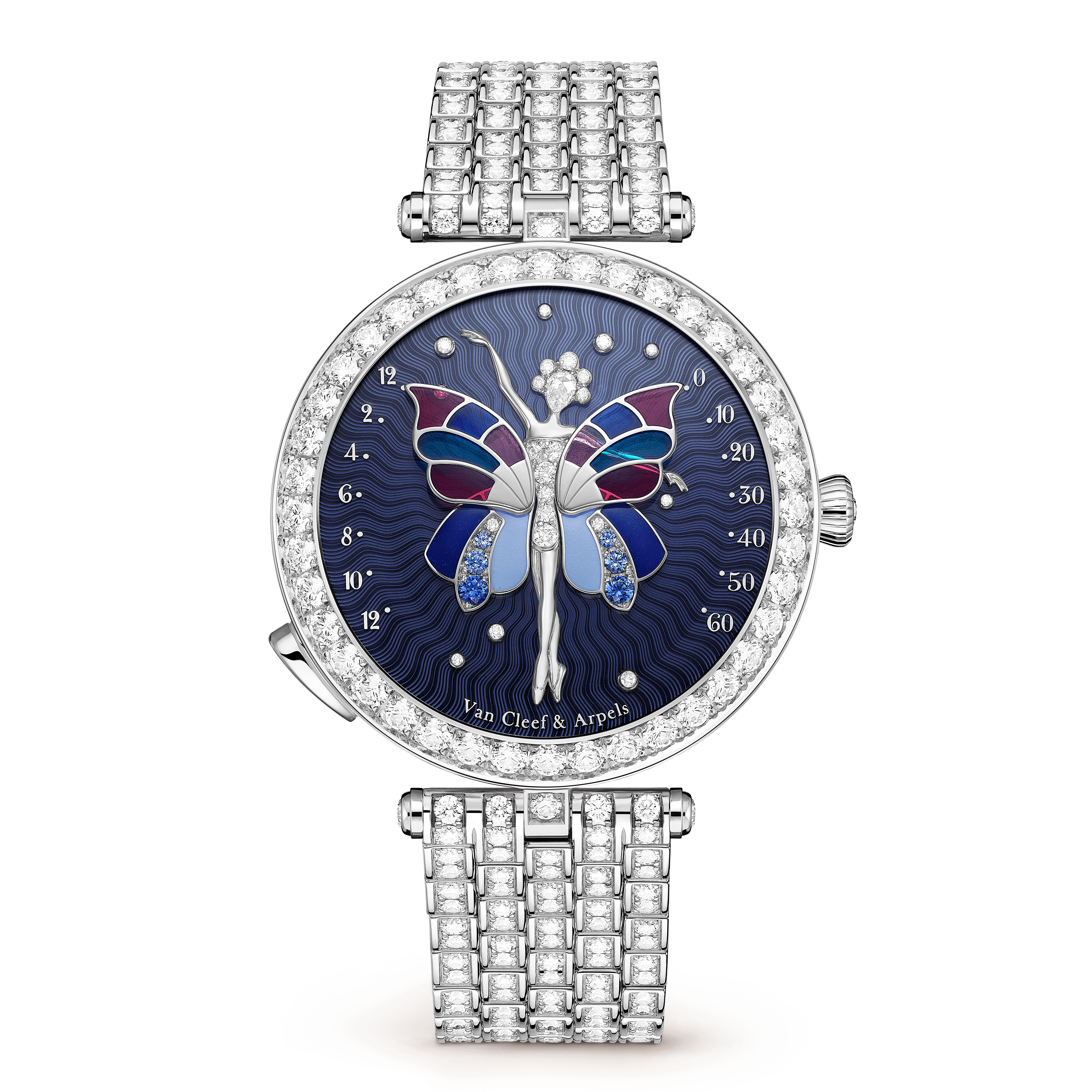 Lady Arpels Ballerine Enchantée watch — guilloché, white gold — VCARPBIW00