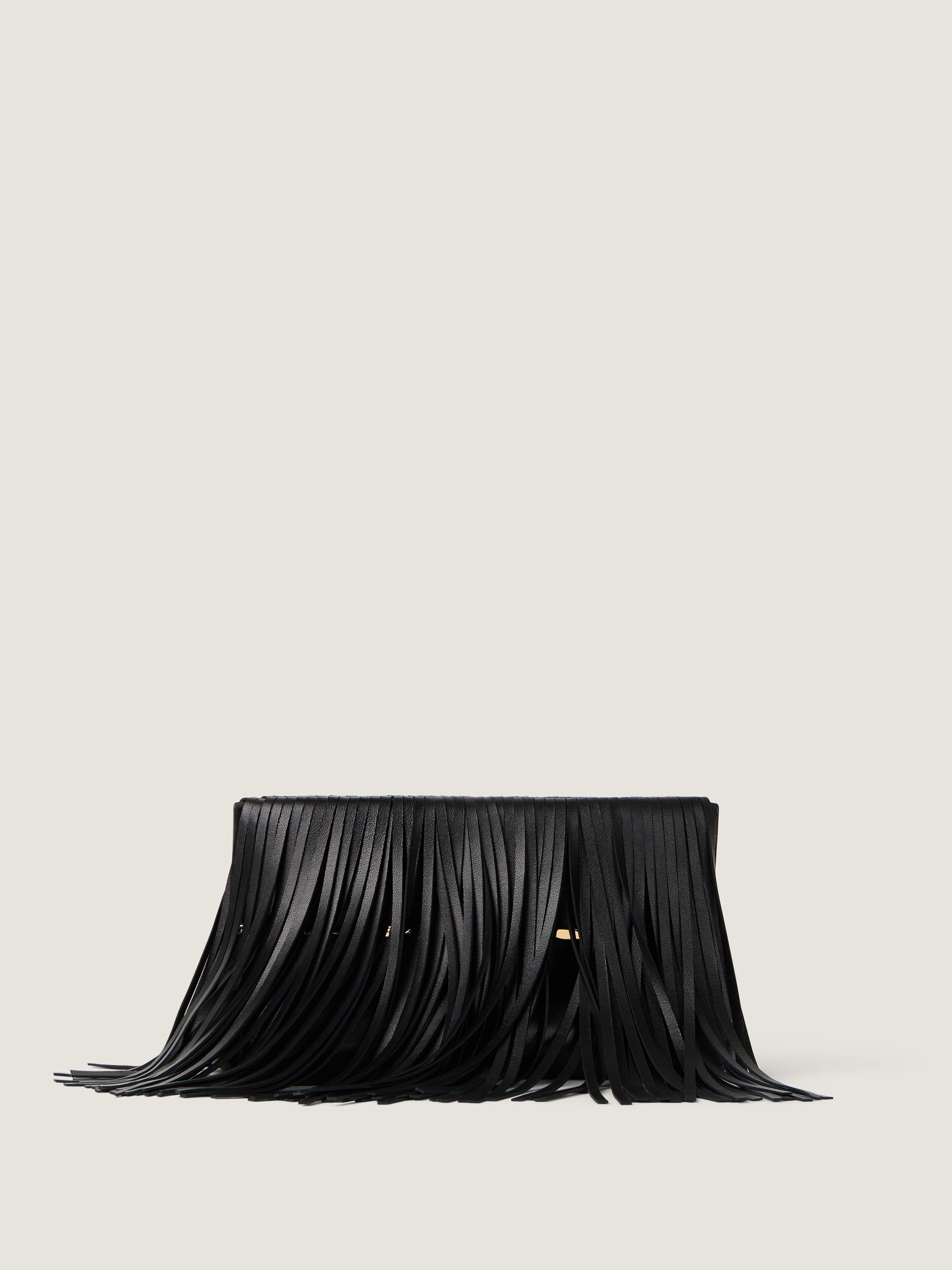 Pinch Soft clutch in nappa leather with fringes — BB5171B2FB-001