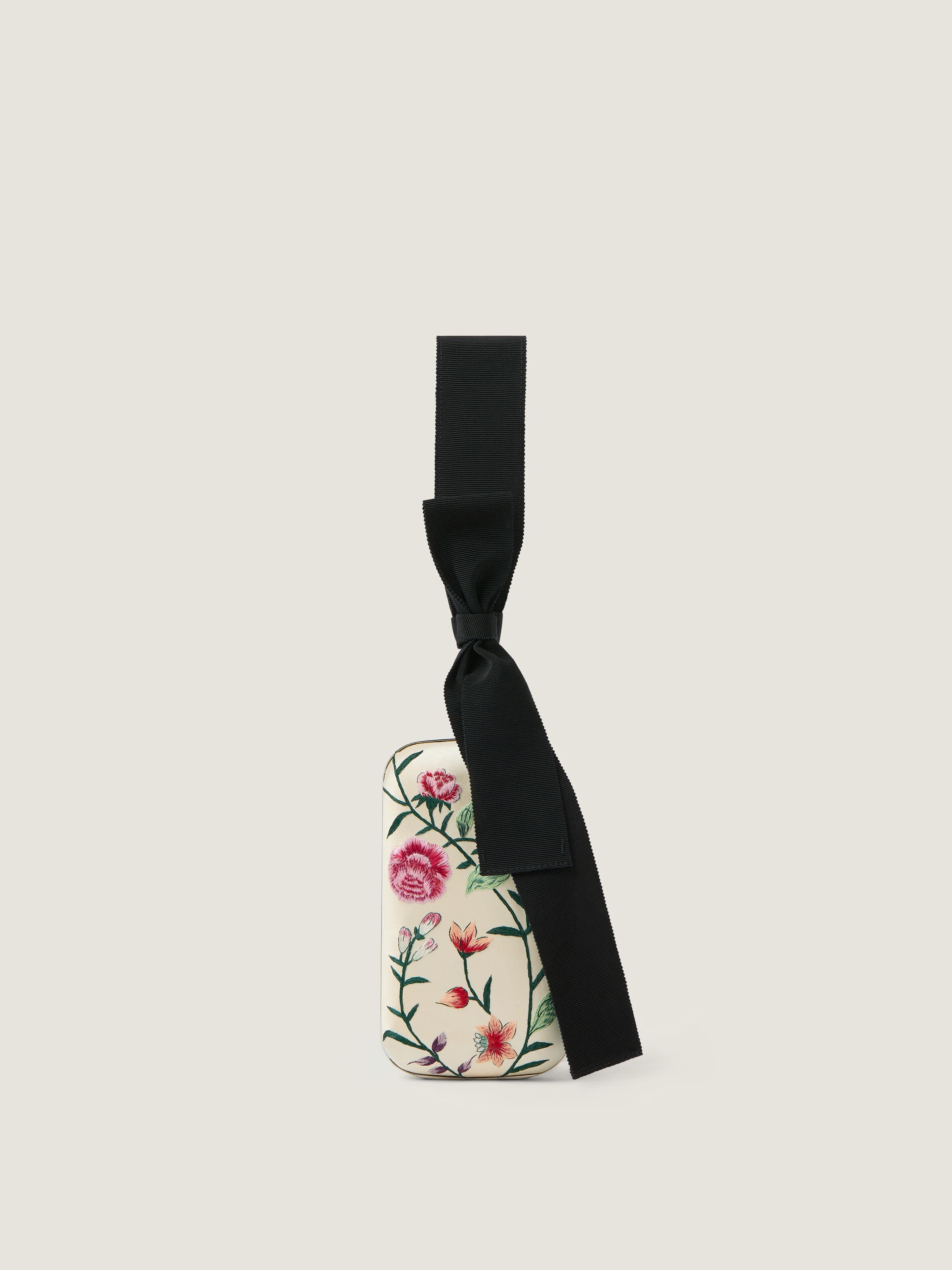 Evening clutch with floral embroideries and bow — BB514TB2BL-105