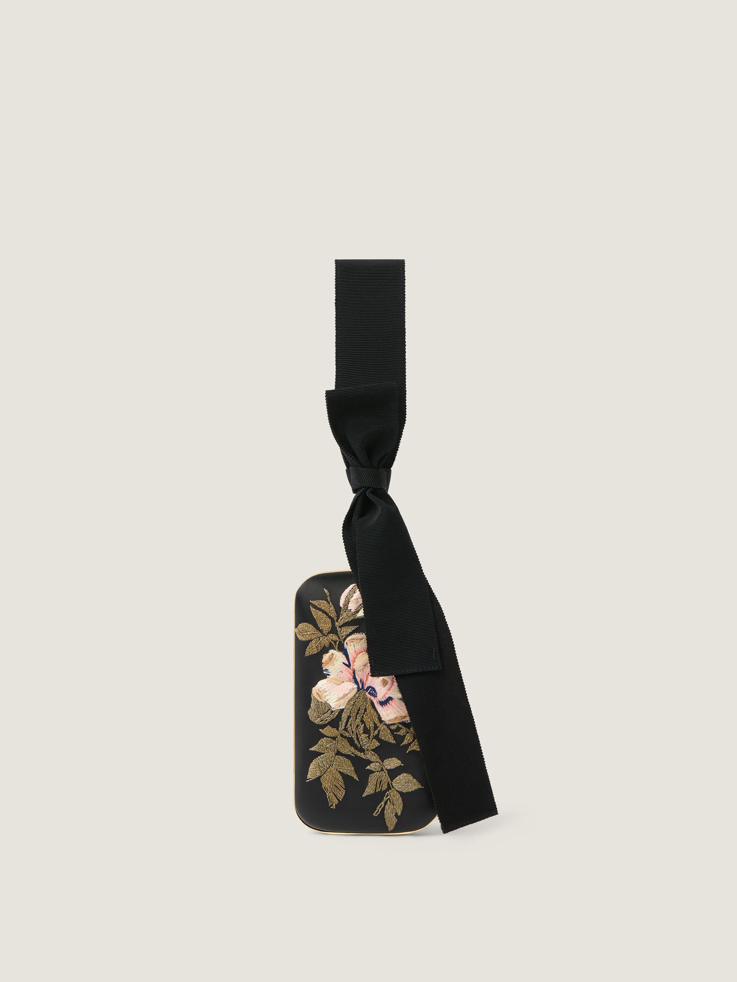 Evening clutch with floral embroideries and bow — BB514TB2CH-001