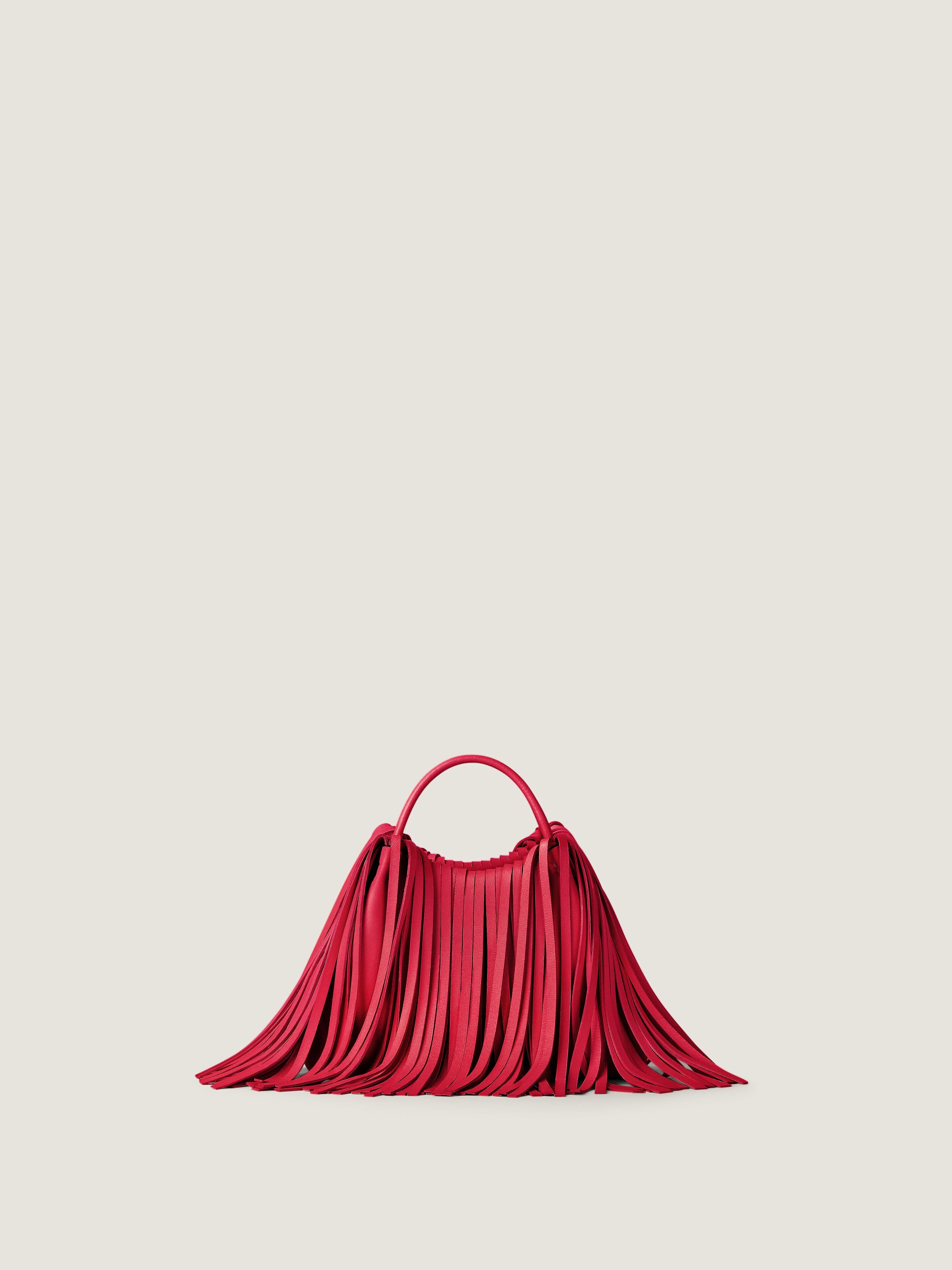 Nano Facet tote bag in leather with fringes — BB60QUB2FB-638