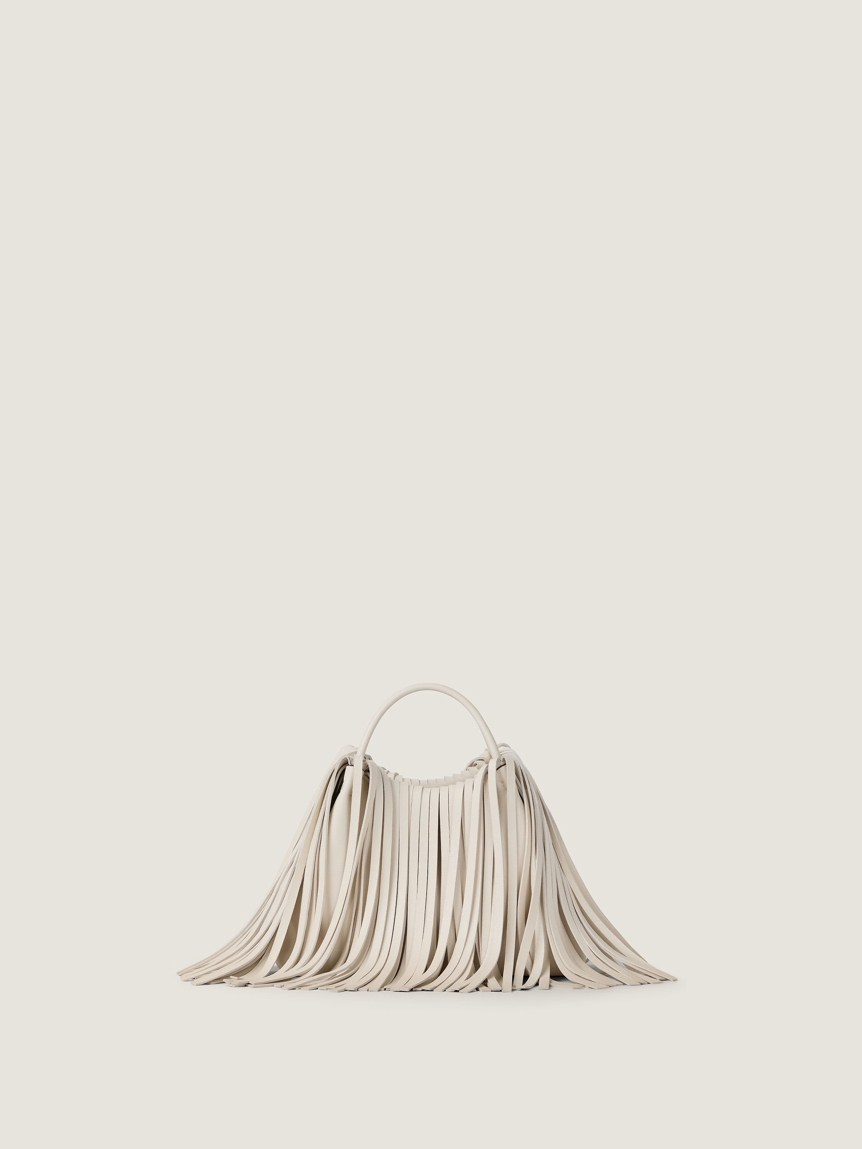 Nano Facet bucket bag in leather with fringes — BB60QUB2FH-156