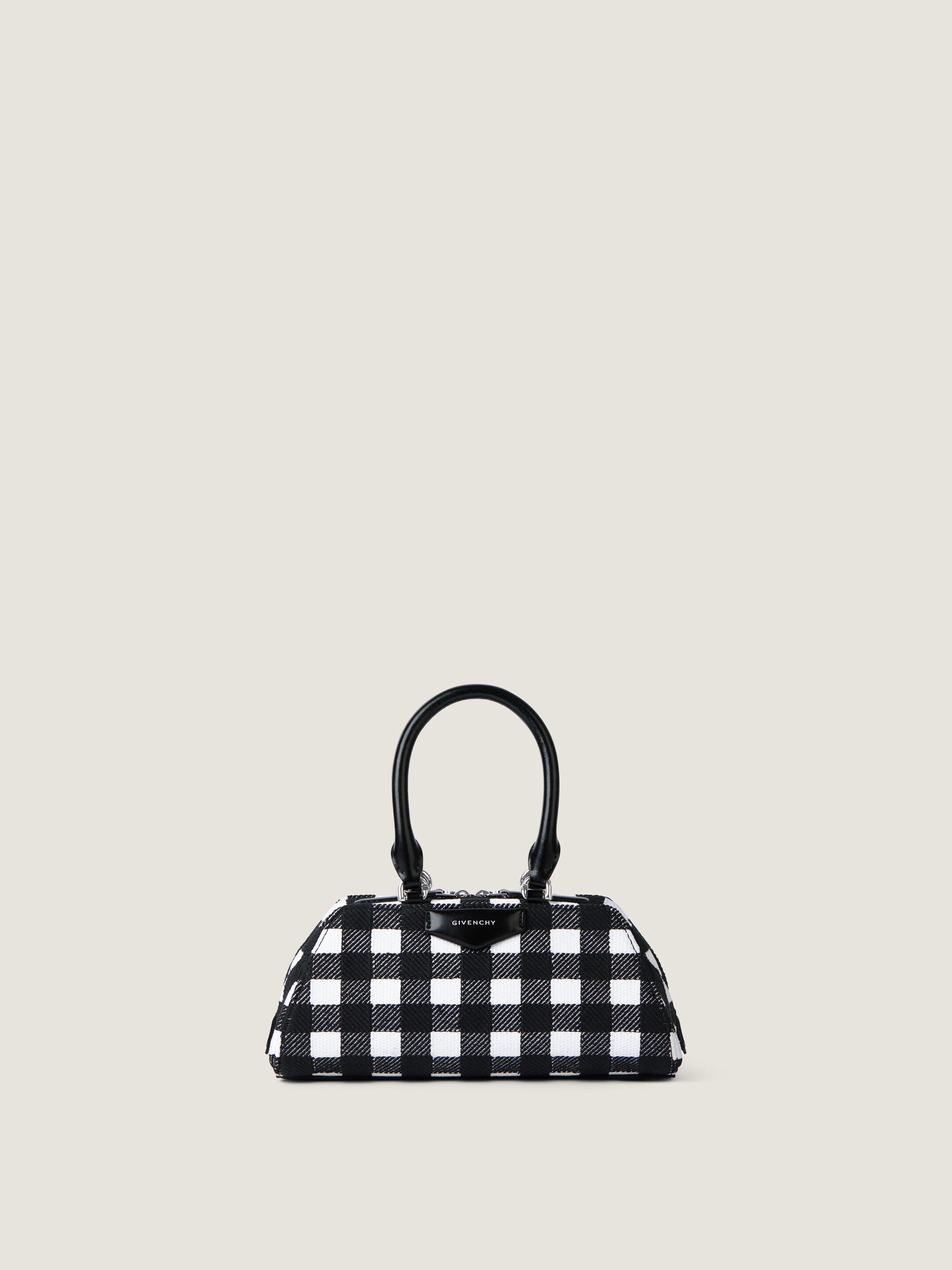 Mini embroidered Antigona East-West bag with checks — BB5146B2HC-004