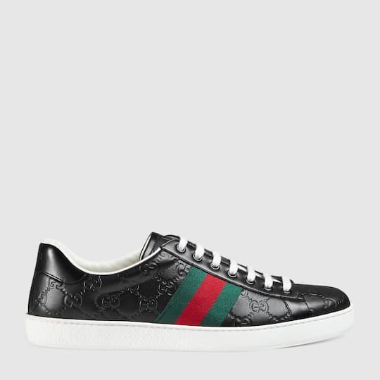 Men's Ace Gucci Signature sneaker — black Gucci signature — 386750CWCG01070