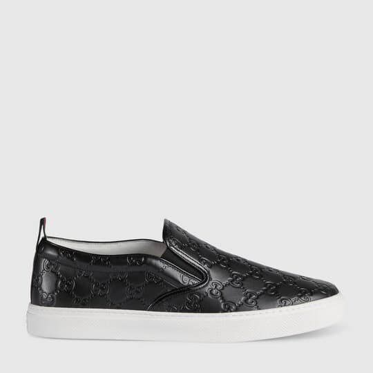 Men's Gucci Signature slip-on sneaker — black Gucci signature — 407364CWCE01174