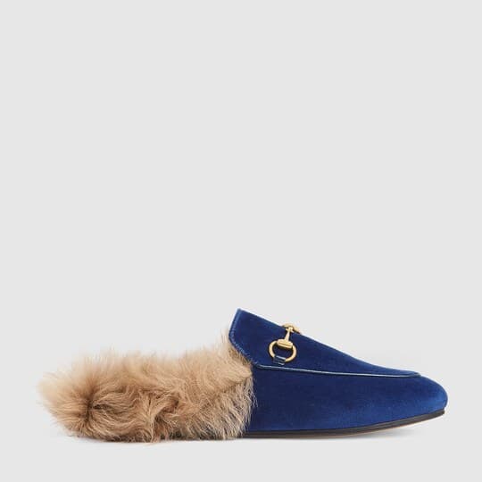 Princetown velvet slipper — cobalt blue velvet — 448657K4D504572
