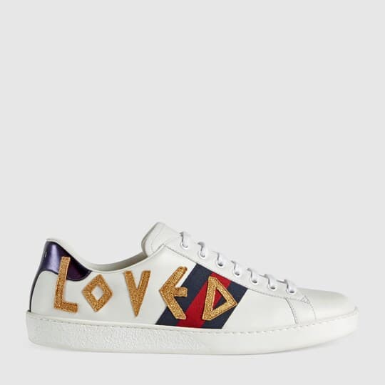 Men's Ace embroidered sneaker — white leather — 497090DOPE09095
