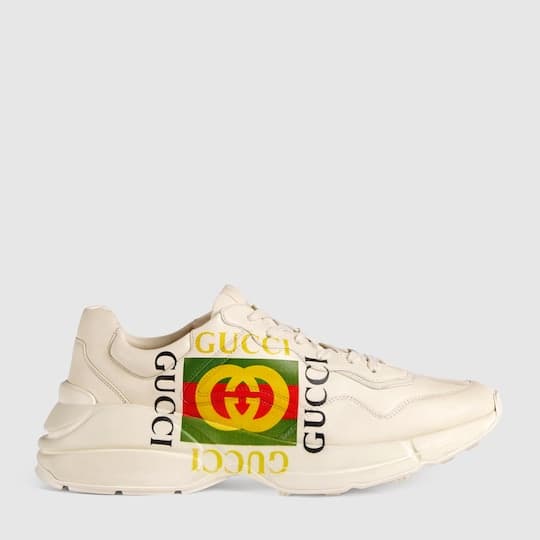 Men's Rhyton Gucci logo leather sneaker — ivory leather — 500878DRW009522