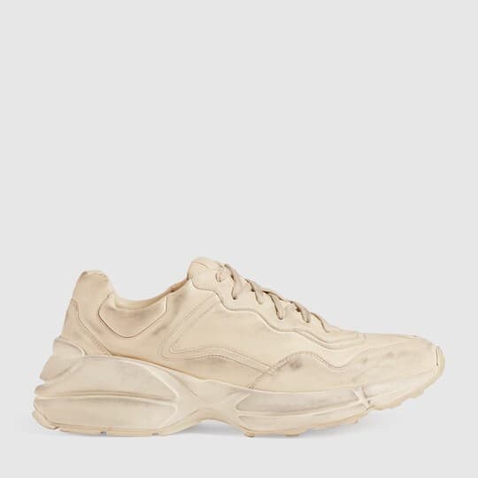 Men's Rhyton leather sneaker — ivory leather — 498916A9L009522