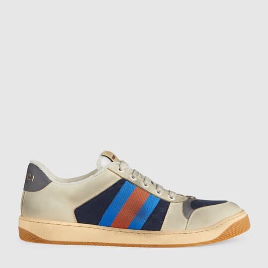 Men's Screener GG sneaker — mini GG/white leather — 54655199W204368