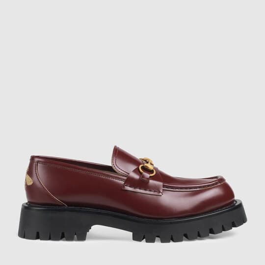 Leather lug sole Horsebit loafer — bordeaux leather — 576334DS8006146