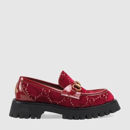 GG velvet lug sole loafer — red GG velvet — 5833469TIX06497