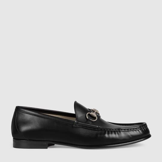 Leather loafer with Horsebit — black leather — 583804BLM001000