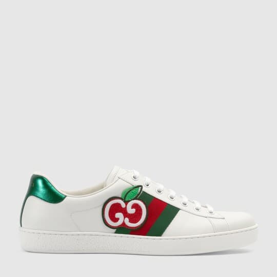 Men's Ace sneaker with GG apple — white leather — 611376DOPE09064