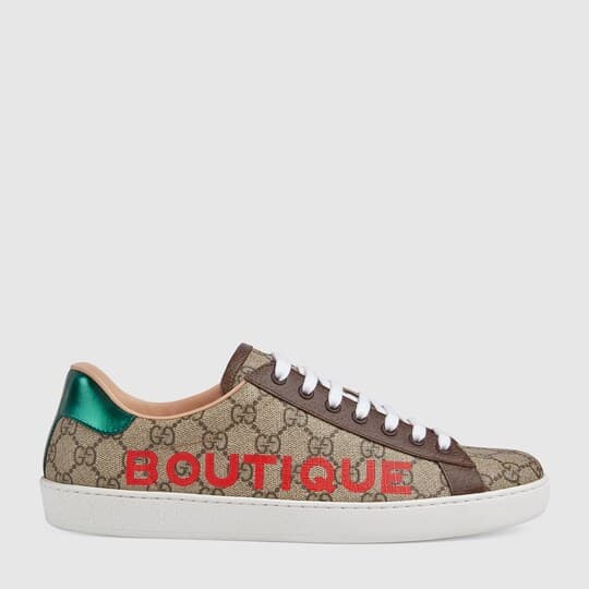 Men's GG Ace sneaker with Boutique — beige/ebony GG Supreme — 6232362BL108660