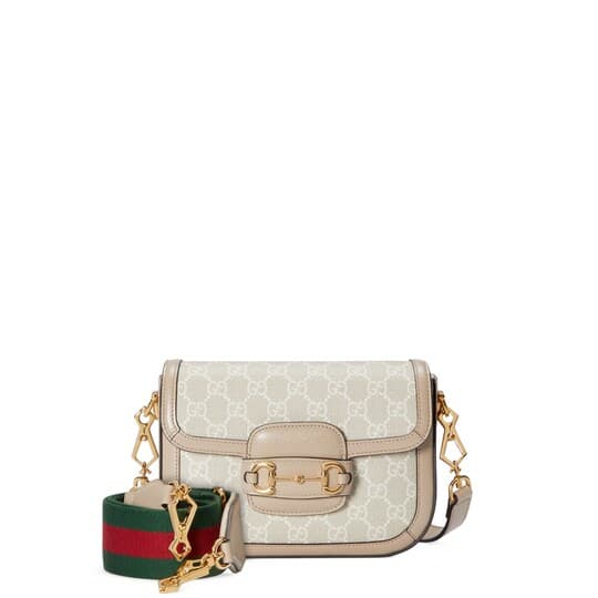 Horsebit 1955 GG mini bag — beige and white canvas — 658574UULAG9682