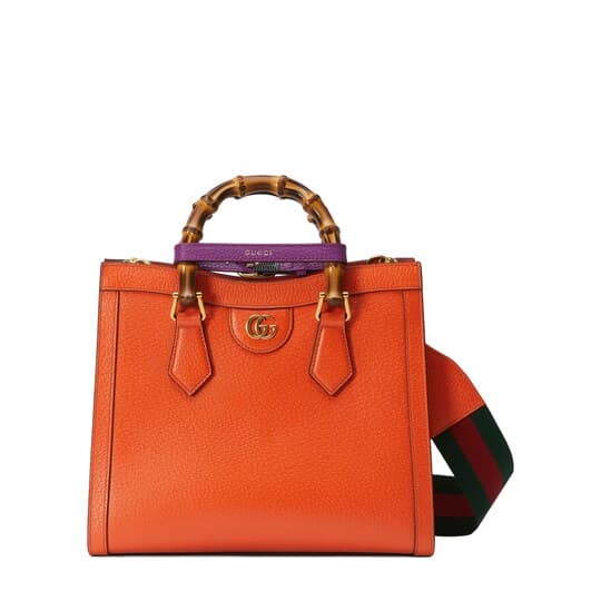 Diana small tote bag — orange leather — 702721U3ZDT8882