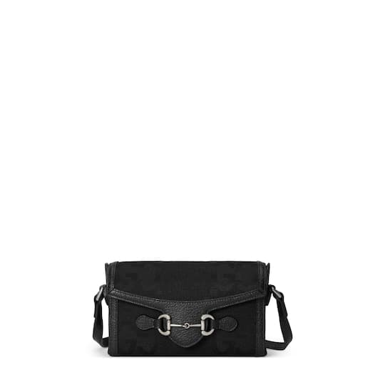 Horsebit 1955 jumbo GG mini bag — black canvas — 699296FABGN1000