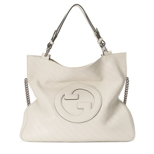 Blondie medium tote bag — white leather — 7515161AAOW9022