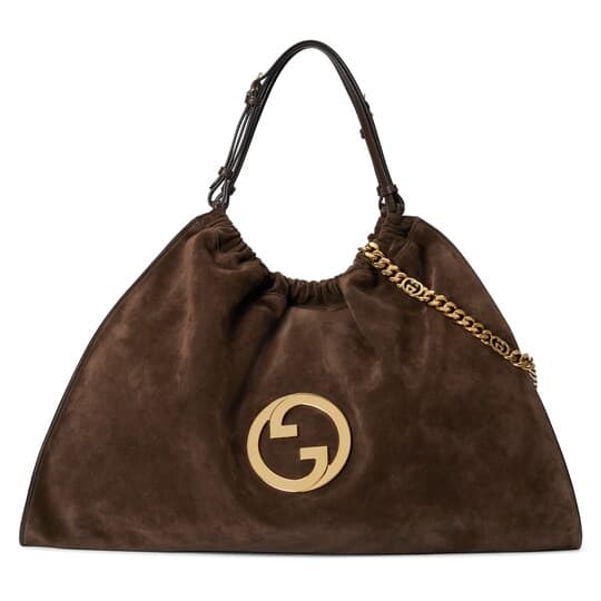 Blondie large tote bag — brown suede — 747372AACW02253