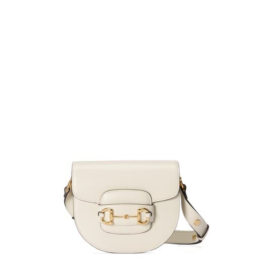Horsebit 1955 mini rounded bag — white leather — 7601911AAQD9022