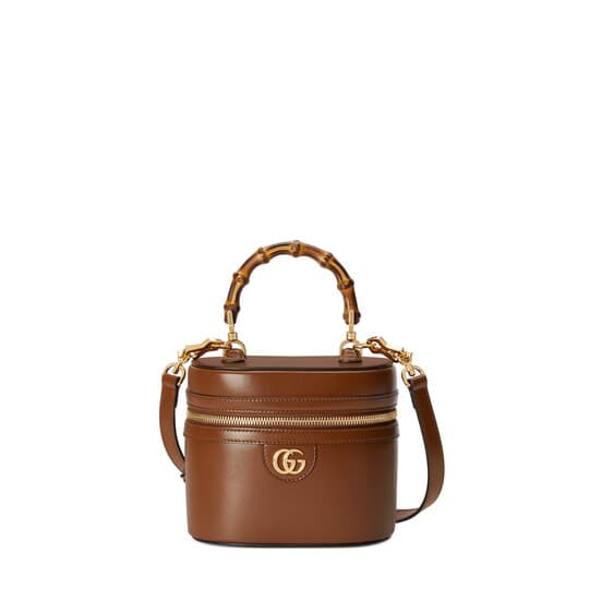 Mini bamboo shoulder bag — brown leather — 76020010O0G2535