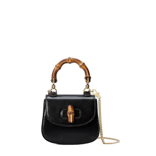 Bamboo 1947 super mini bag — black leather — 76024610O0X1000