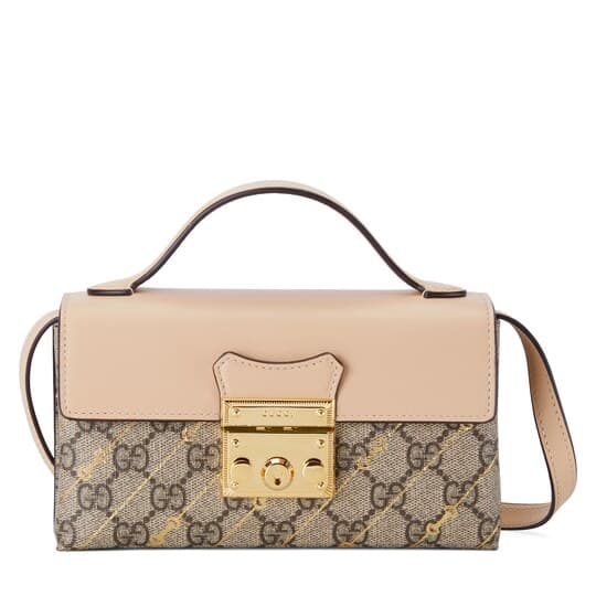 Padlock mini bag with Horsebit print — beige and ebony Supreme — 774342FACYR8548