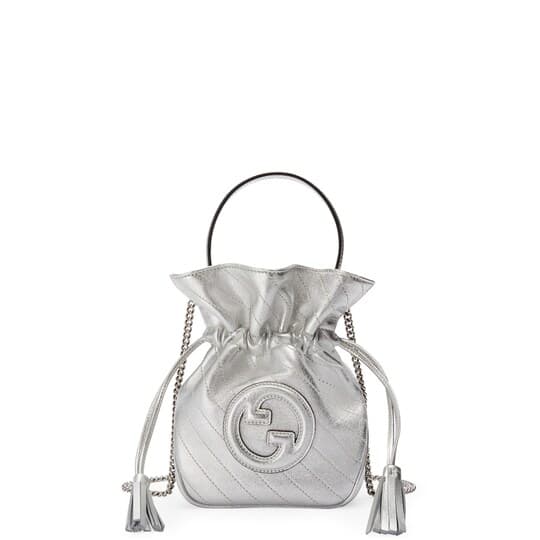 Blondie mini bucket bag — silver-toned leather — 760313AACT38106