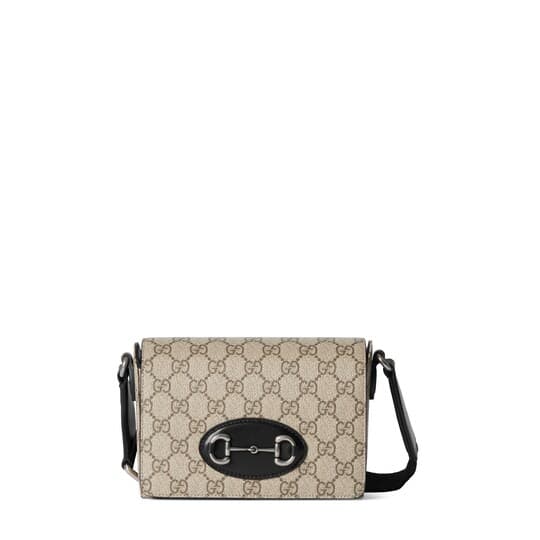 Horsebit 1955 mini bag — beige and brown GG Supreme — 855566FAFJB9780