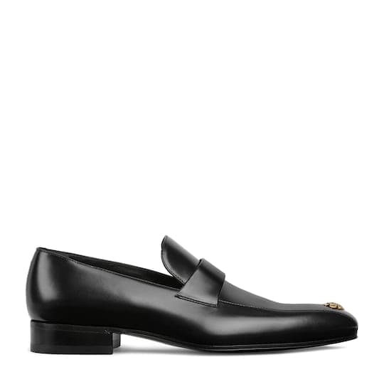 Men's loafer with Gucci Crest — black leather — 863028AACZS1000