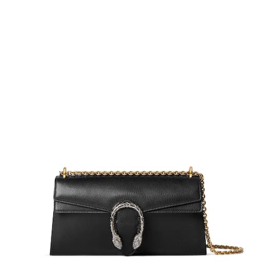 Dionysus medium shoulder bag — black leather — 874735AAGA71000