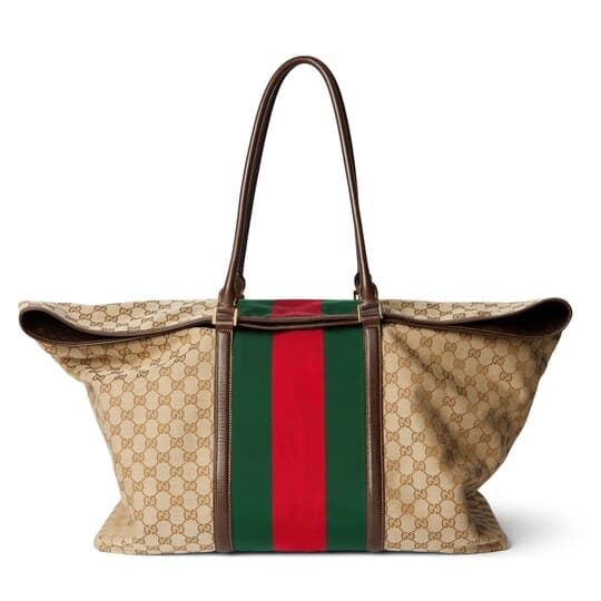 GG duffle bag with Web — sand and brown GG canvas — 874979FAFV99653