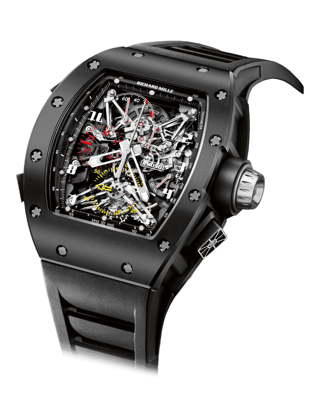 Tourbillon Chronograph Felipe Massa RM 050 — Manual winding tourbillon movement with hours, minutes, seconds, split-seconds chronograph, 30-minute totaliser,…