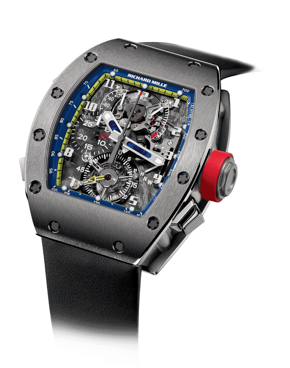 RM 008 Tourbillon Split-Second Chronograph RM 008-V2 — Manual winding tourbillon movement with hours, minutes, seconds, split-seconds chronograph, 30-minute totaliser,…