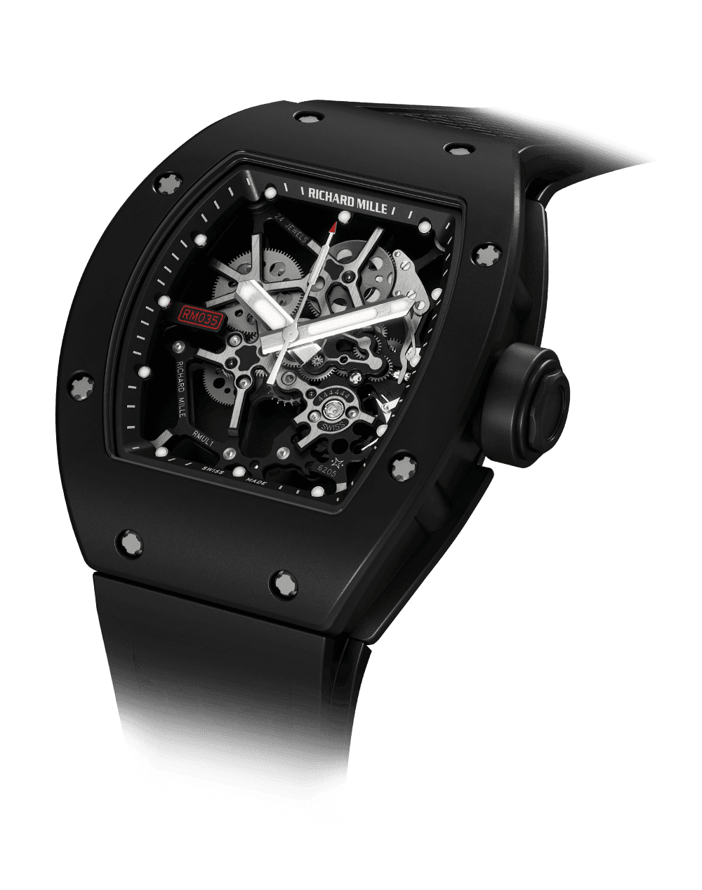 Rafael Nadal RM 035 — Skeletonised manual winding movement with hours, minutes and seconds