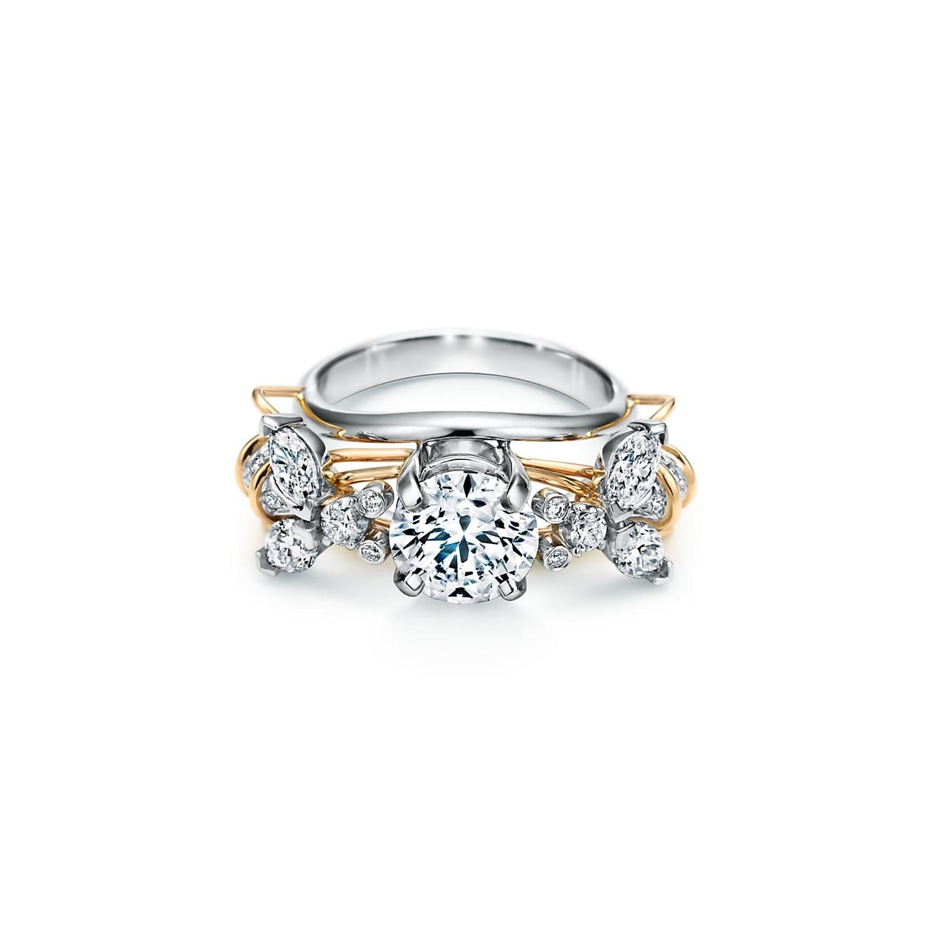 Jean Schlumberger by Tiffany Two Bees Engagement Ring in Platinum and 18k Gold — GRP10903