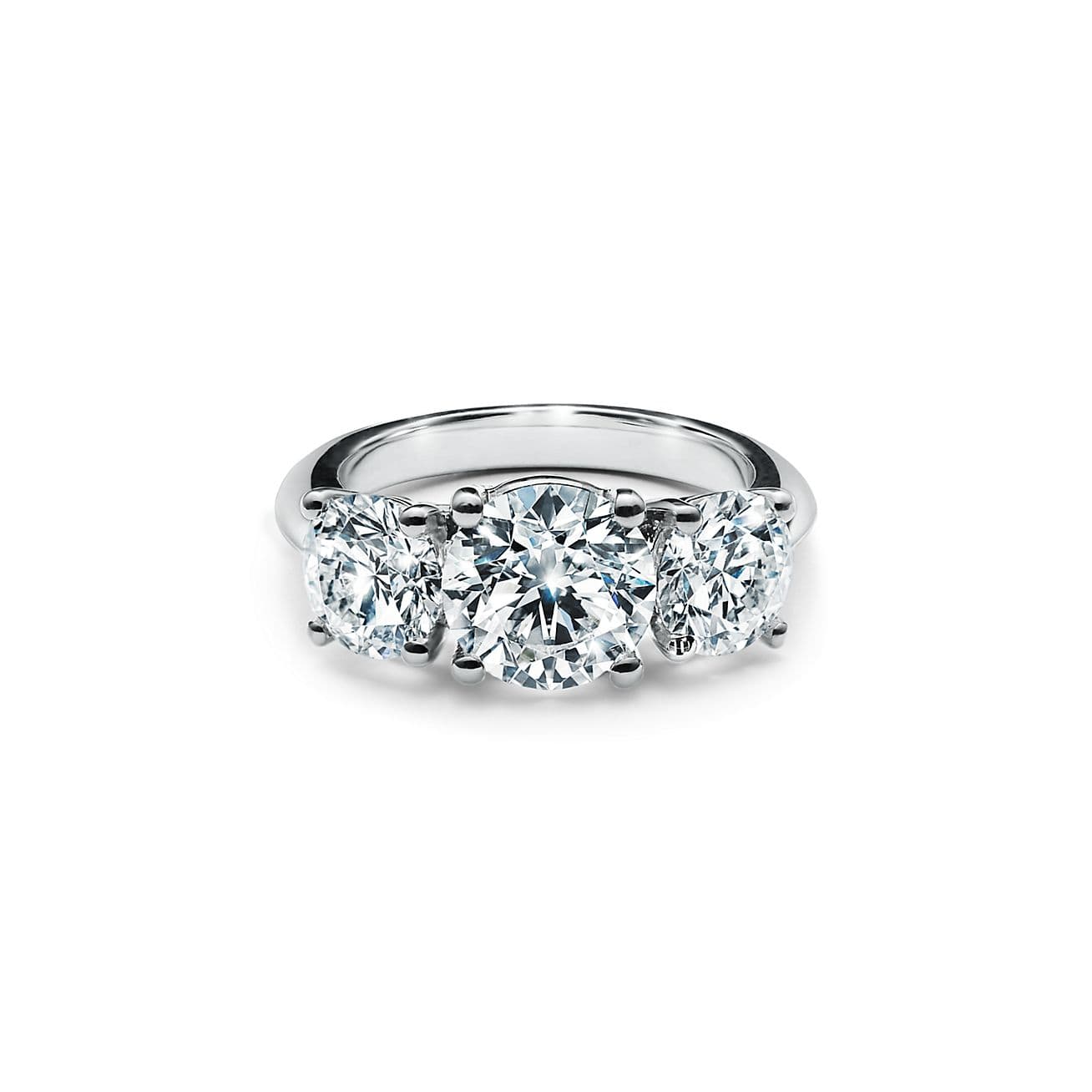 Tiffany Three Stone Engagement Ring in Platinum — GRP10896