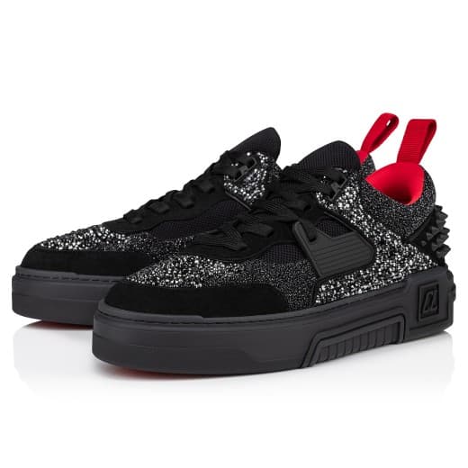 Astroloubi Strass — Black Veau velours, suede, leather Comète and strass — 1240341CM47