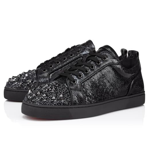 Louis Junior P Strass Eternity — Black "Star" laminated calf leather and spikes — 1250414BK01