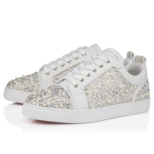 Louperla Jr — White Crepe satin, calf leather, strass and pearls — 1260268WH01