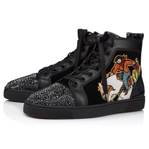 Louis Lucky — Black Veau velours Giddy embroidered and strass — 3240859M039