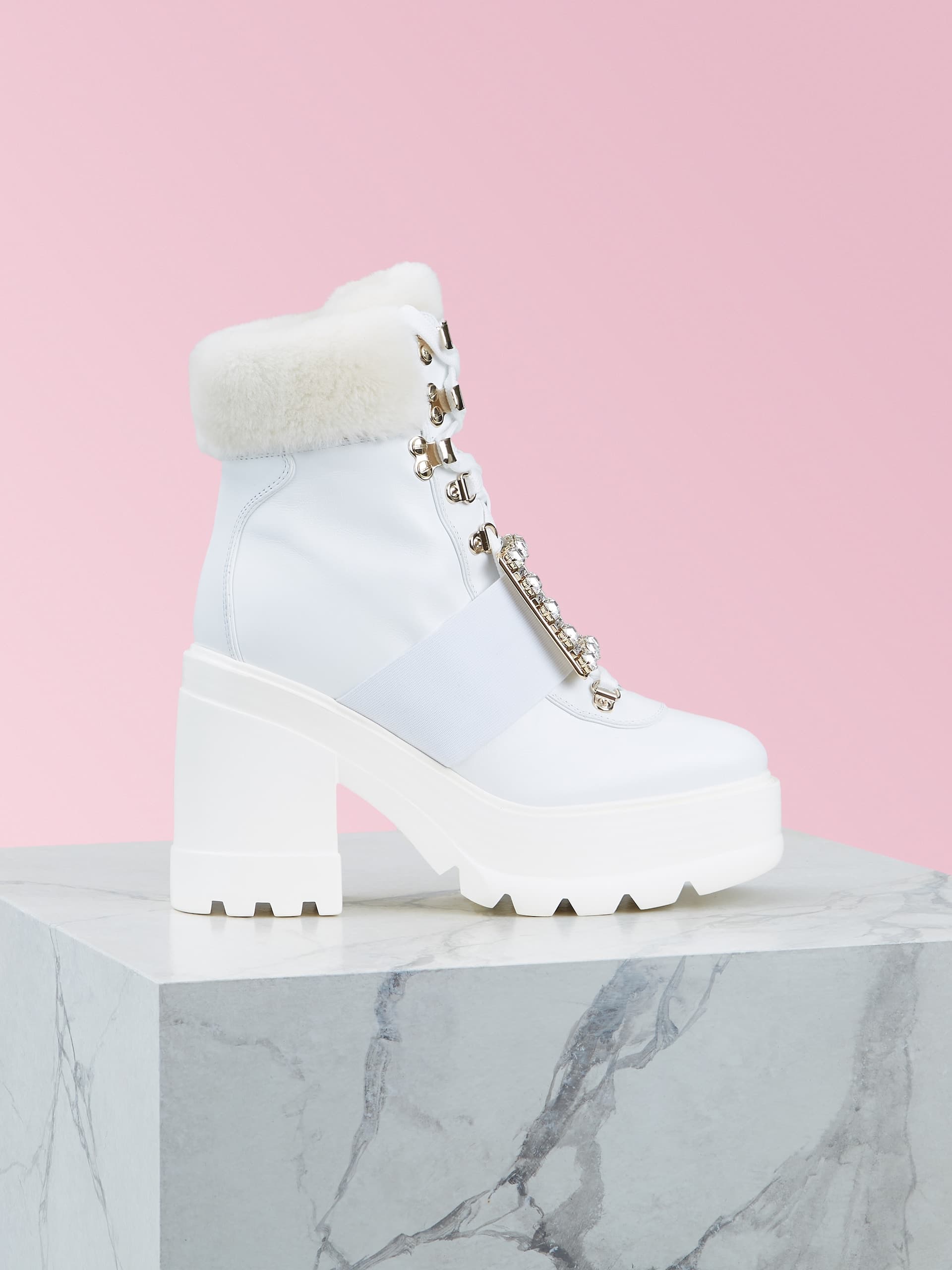 Viv' Utility Fur Strass Buckle Ankle Boots — RVW55126590MFY045L