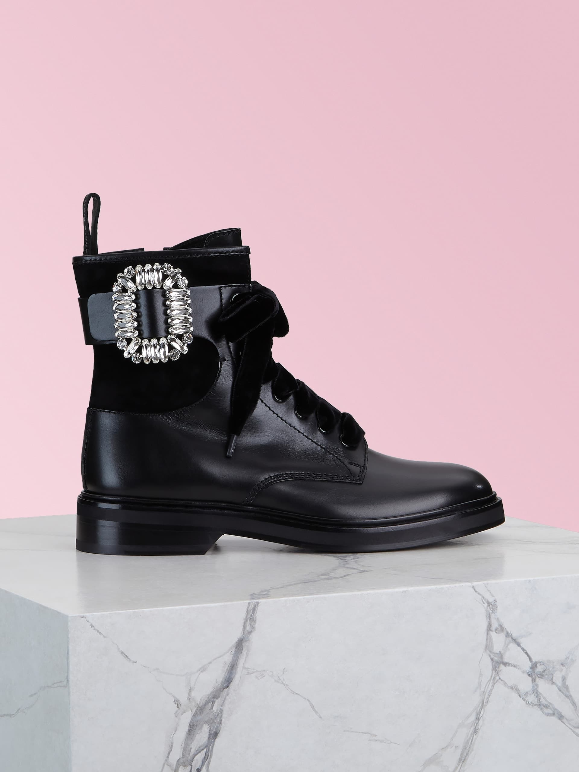 Viv' Rangers Strass Buckle Booties in Leather — RVW49922980421B999