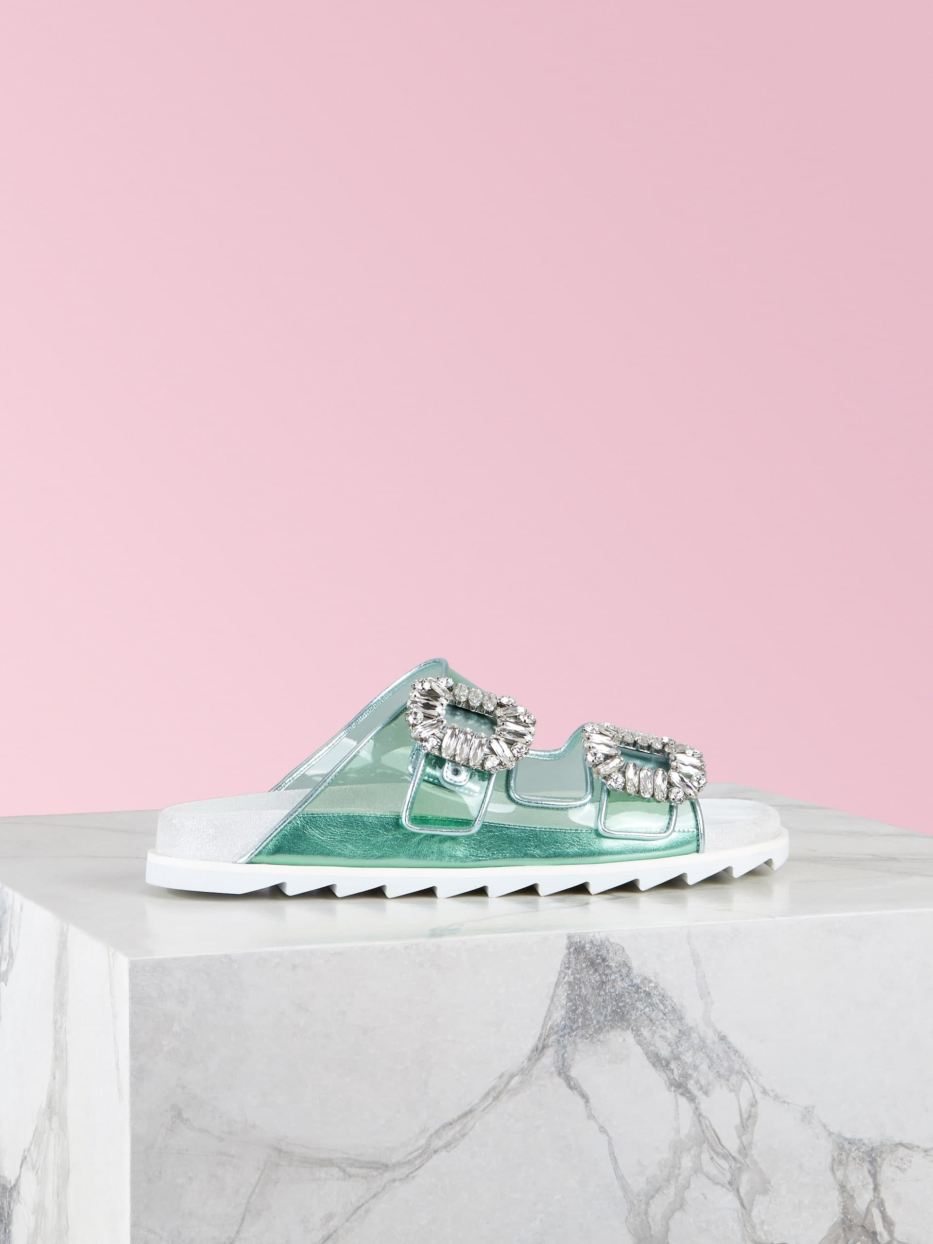 Slidy Viv' Strass Buckle Mules in PVC — RVW45830740PPN1T36