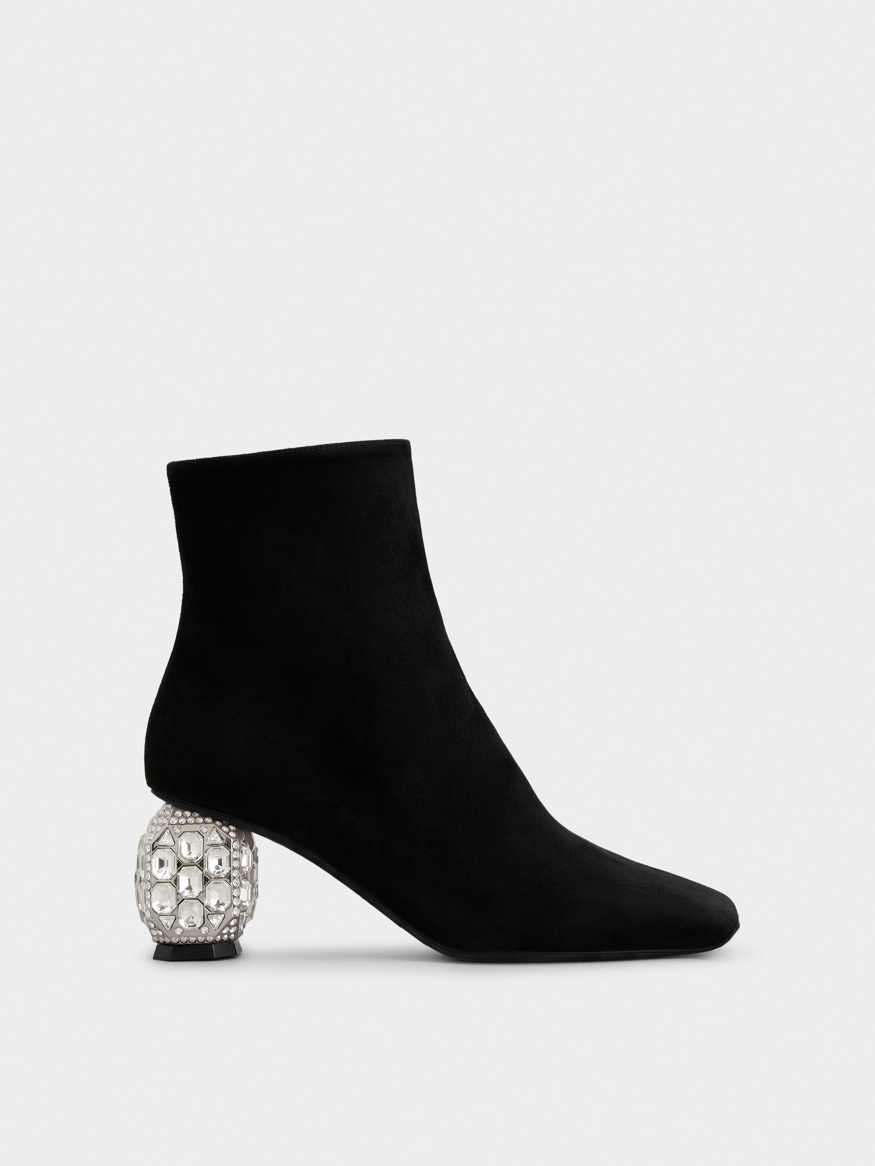 Jewel Heel Ankle Boots in Suede — RVW68530300HR0B999