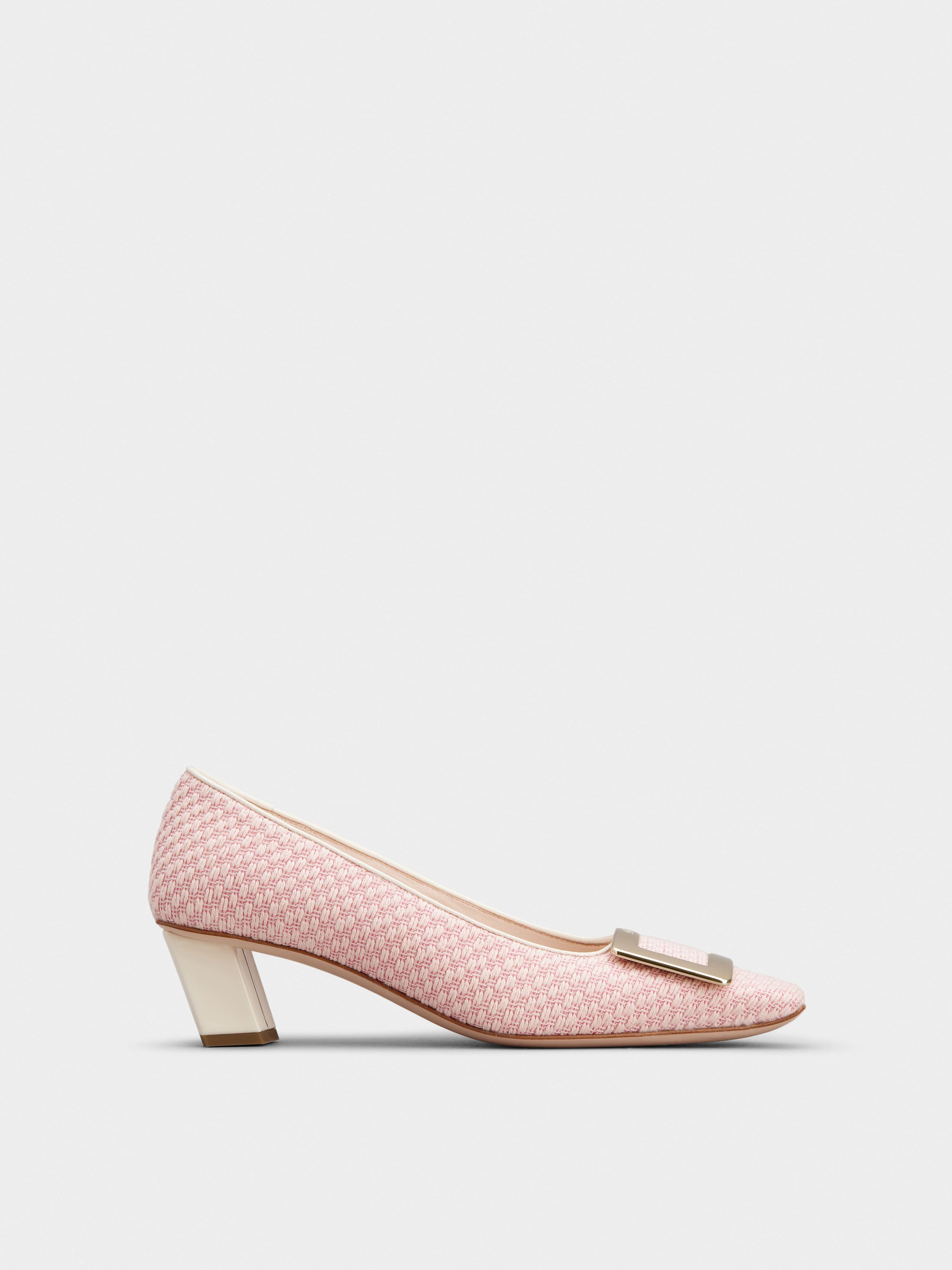 Belle Vivier Metal Buckle Piping Pumps in Fabric — RVW00626770NN61I02