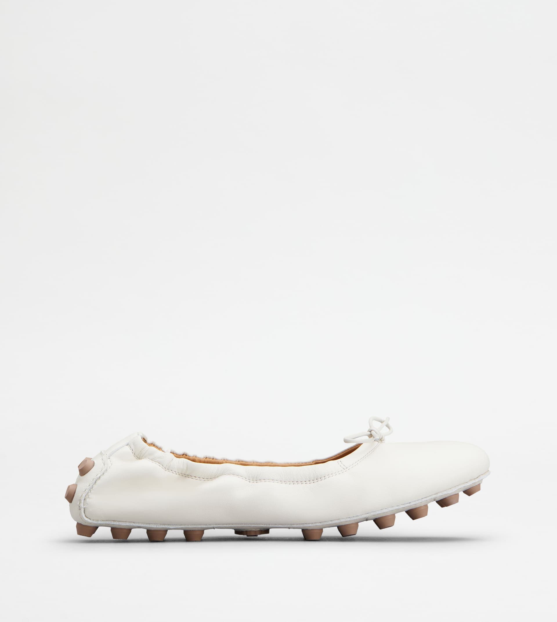 Bubble Ballerinas in Leather — White, Brown — XXW76K0HD20SOMB013