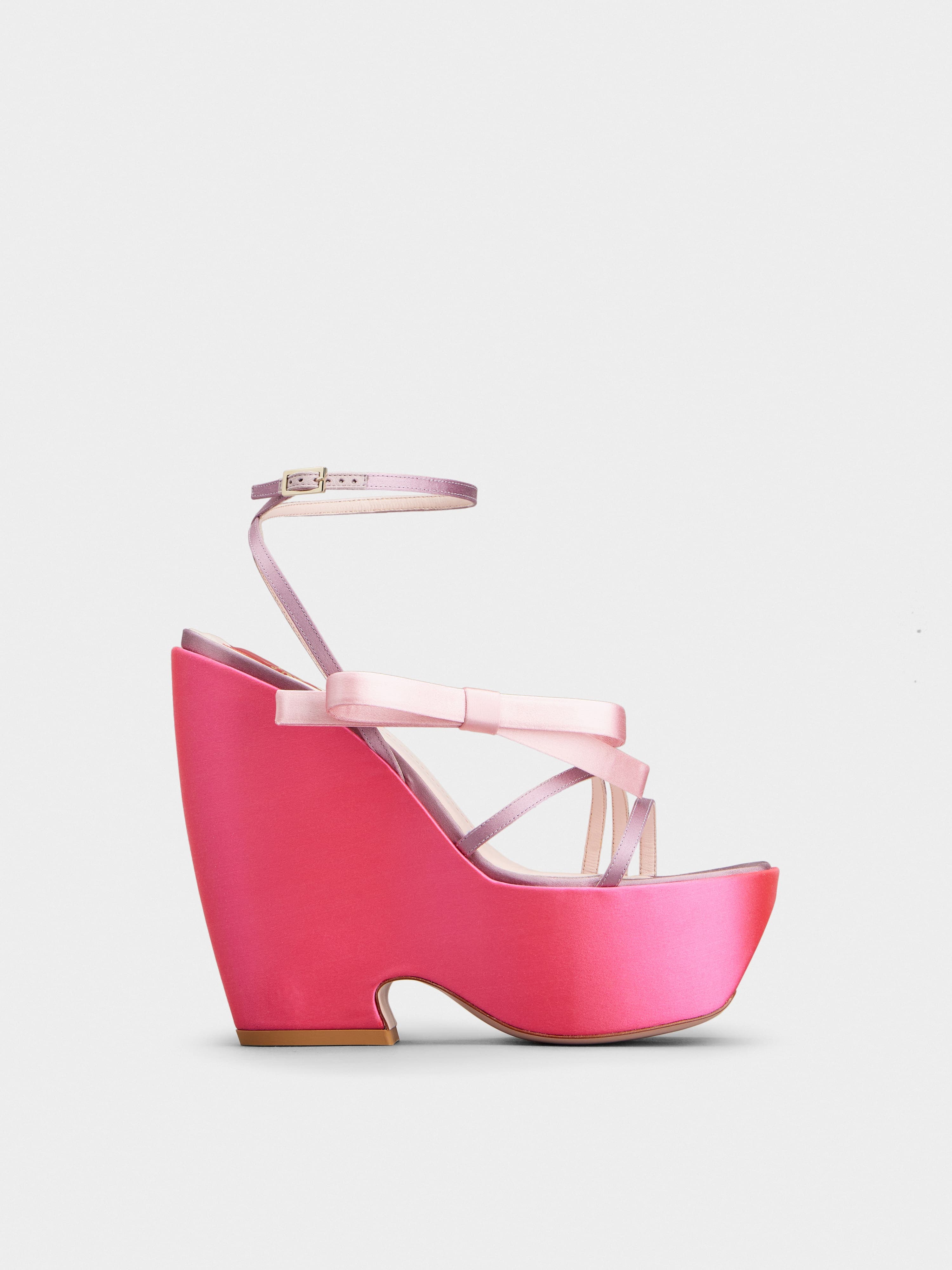 Choc Bow Wedge Sandals in Satin — RVW70335450RS01U25