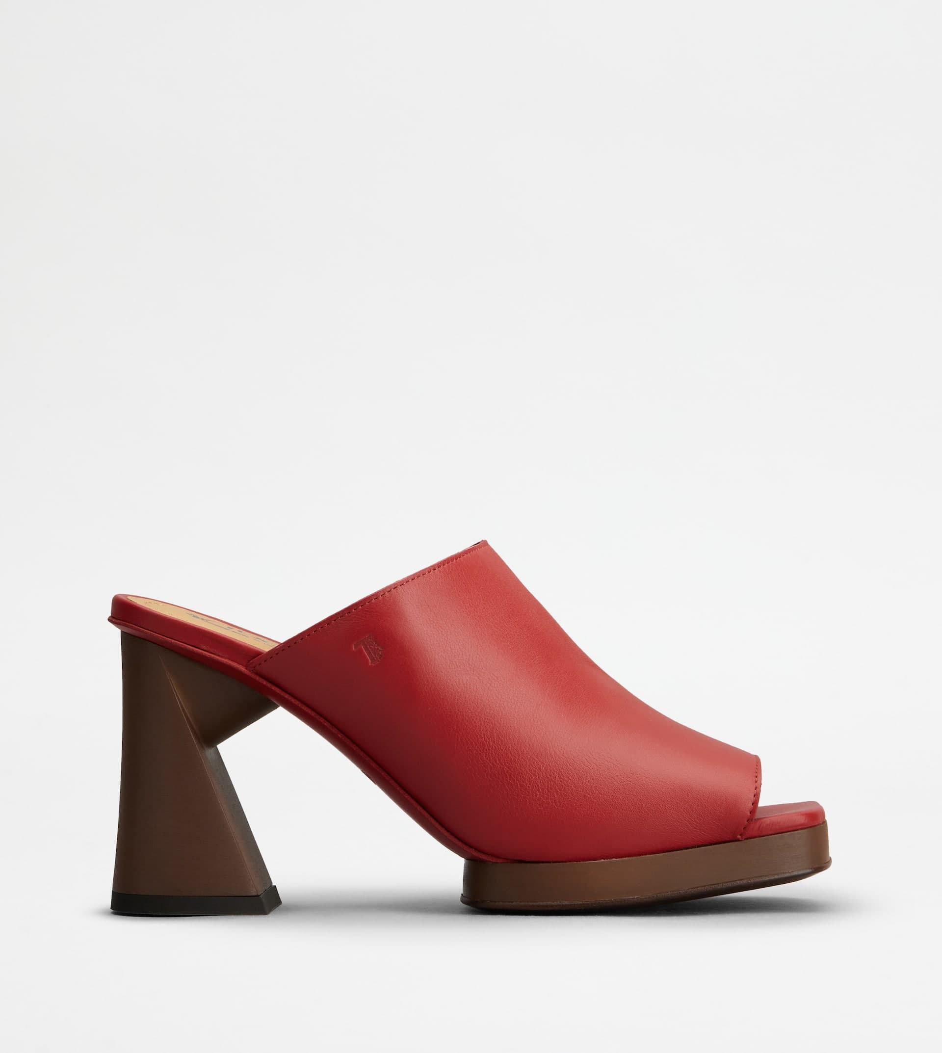 Platform Mules in Leather With Heel — Red — XXW78K0HF40MIDR021